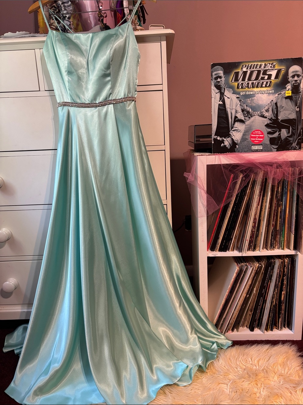 Y2K Vintage Mint Green Prom Dress Ballgown Formal Party Special Occasion Tiffany